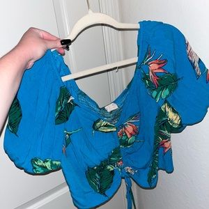“SO” Tropical (Blue) Crop Top NWOT (Size XL)